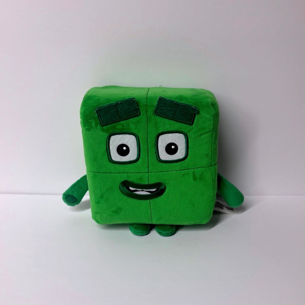 Numberblocks Four Plush hand2mind Green Square Soft Toy CBeebies